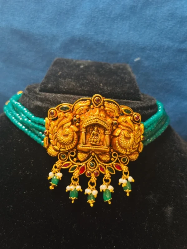 Silver green beads choker 19.400gm