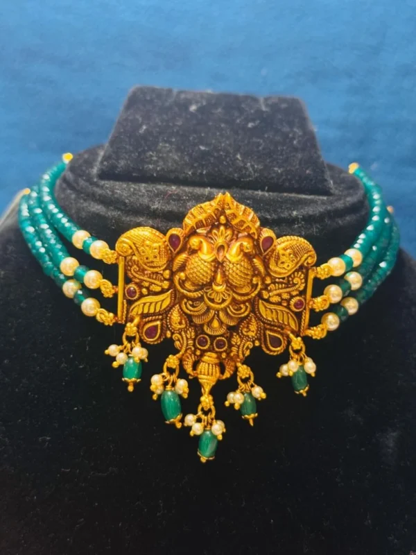 Silver Green beads choker 19.200 gm
